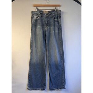 BKE Tyler Jeans‎ Mens 32x32 Blue Straight Leg Whisker Stretch Distressed Relaxed